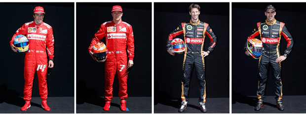 Fernando Alonso e Kimi Raikkonen (Ferrari) - Romain Grosjean e Pastor Maldonado (Lotus) | Brandon Malone/Reuters