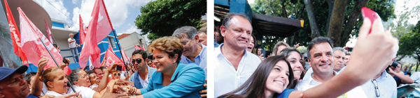 Dilma fez caminhada pelas ruas de Uberaba | Ichiro Guerra /Imprensa Campanha PT || Aécio se encontrou com eleitores em Belo Horizonte | Bruno Magalhães/Imprensa Campanha PSDB