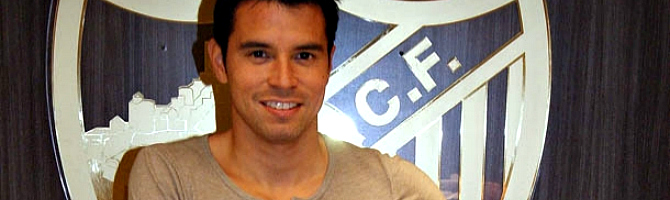 Javier Saviola con la camiseta de Málaga