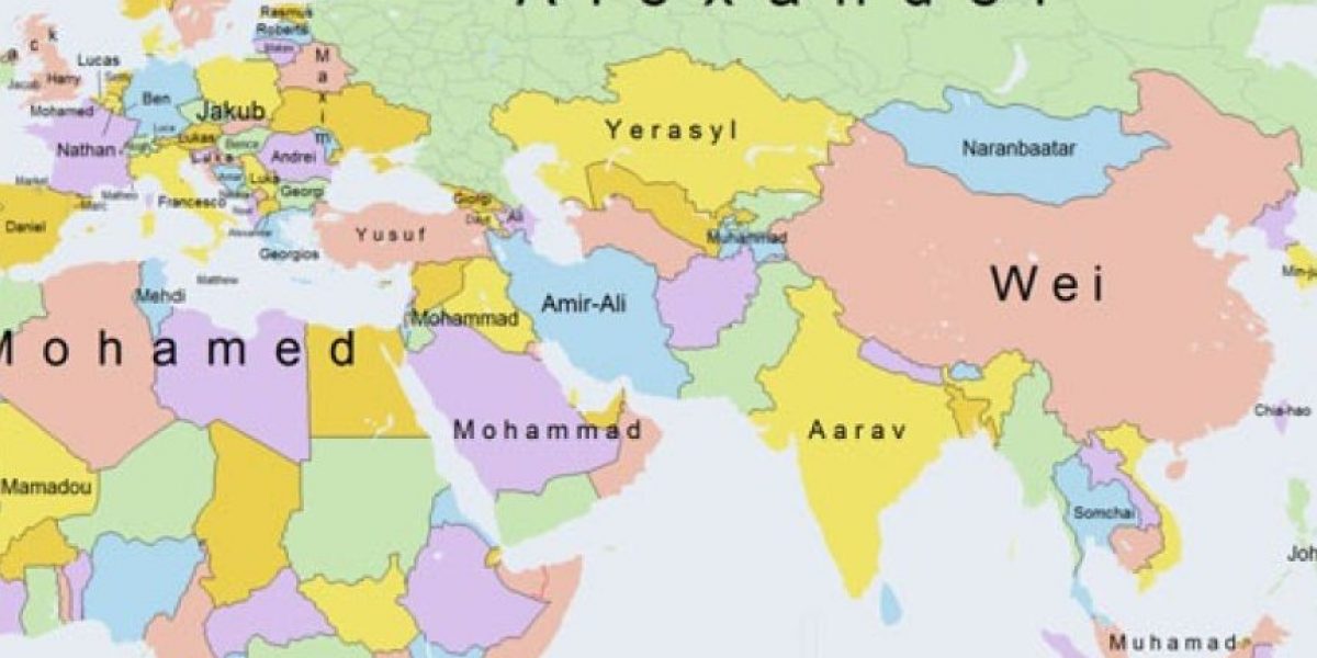 Crean mapa con los nombres más comunes del mundo. Descubre Crean mapa con los nombres más comunes del mundo. Descubre