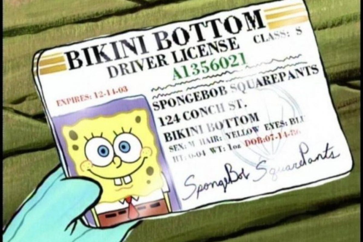 Bob Esponja cumpliría 28 años hoy, según su licencia de conducir