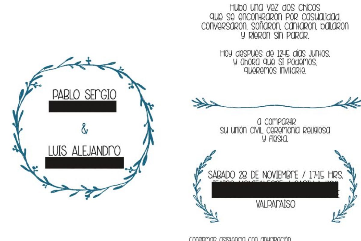 Este es el parte que solicitaron los novios. Foto: Gentileza. Imagen Por: 