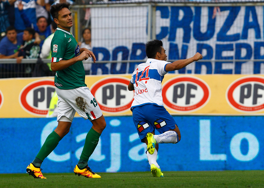 David Llanos celebrando el 1-1 parcial ante Audax Italiano el 30 de abril de 2016 / Agencia UNO