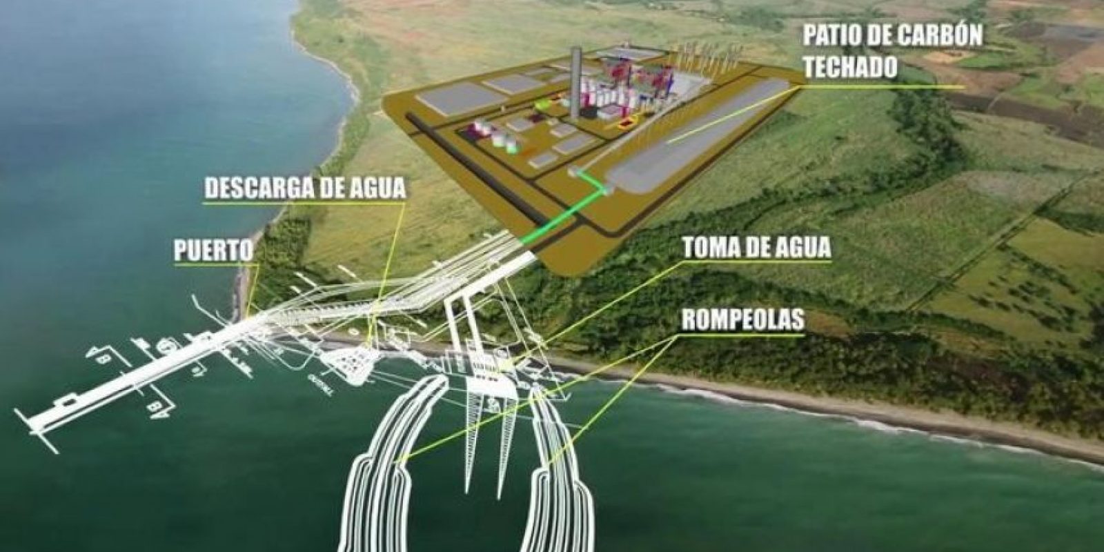Maqueta del proyecto termoeléctrico en Punta Catalina, Baní, en la provincia Peravia. Foto: Fuente externa