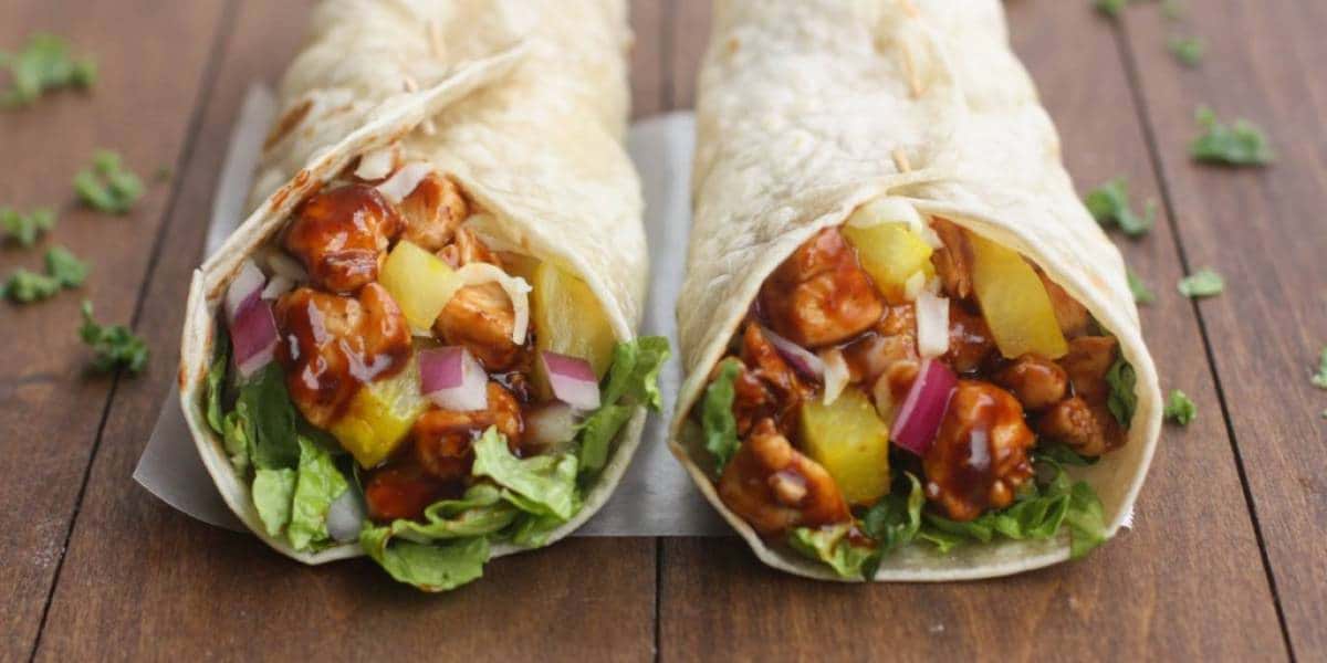 Wraps de pollo a la hawaiana